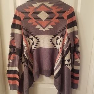 Gray, Cream , Blush & black Aztec cardigan
